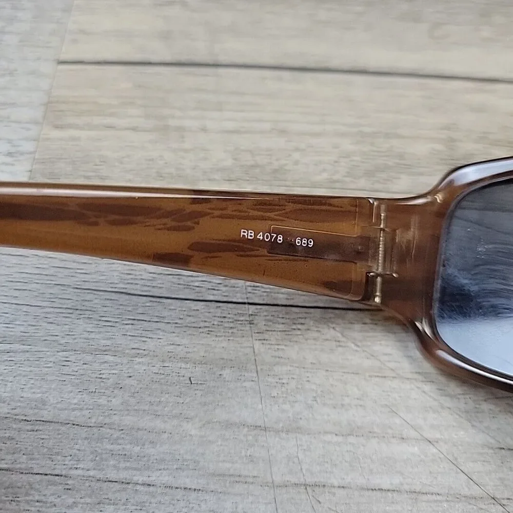 Ray‎ Ban RB 4078 642 Sunglasses FRAMES ONLY Brown Striped Rectangle Italy